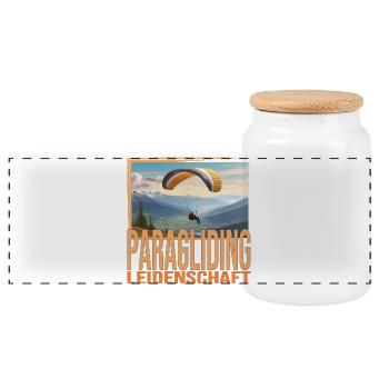 Paragliding Leidenschaft - Panorama Keksdose mit Holzdeckel - Weiß - Vorne