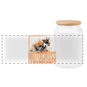 Motocross Leidenschaft - Panorama Keksdose mit Holzdeckel - Weiß - Vorne