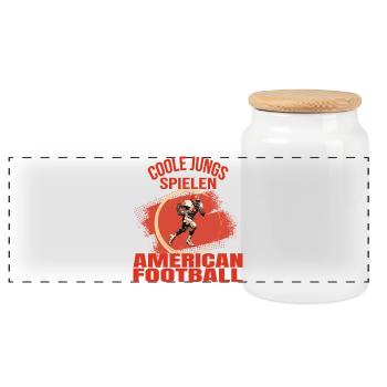 Coole Jungs spielen American Football - Panorama Keksdose mit Holzdeckel - Weiß - Vorne