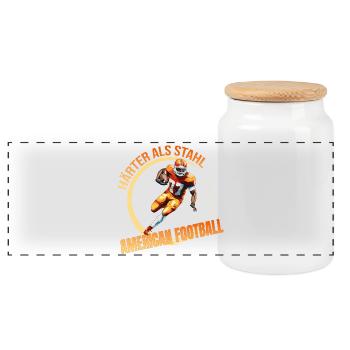 Wild und Frei - American Football - Panorama Keksdose mit Holzdeckel - Weiß - Vorne