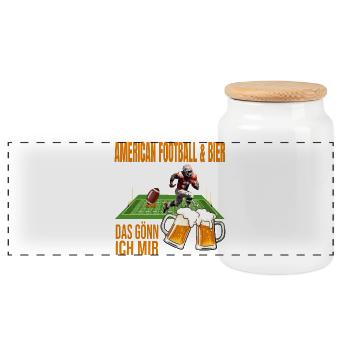 American Football & Bier - Das gönn ich mir - Panorama Keksdose mit Holzdeckel - Weiß - Vorne