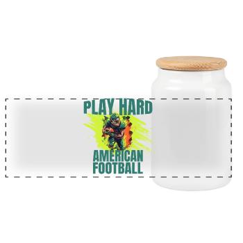 Play Hard - American Football - Panorama Keksdose mit Holzdeckel - Weiß - Vorne