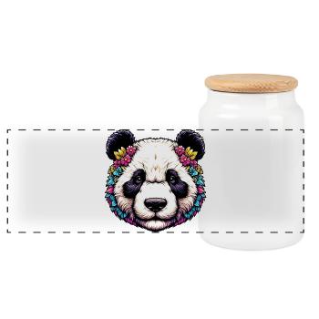 Panda - Panorama Keksdose mit Holzdeckel - Weiß - Vorne
