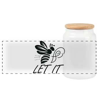 Graphic Bee Illustration - Panoramic Cookie Jar with Wooden Lid - white - Front