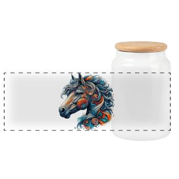 Cheval - Boîte à biscuits avec couvercle en bois - blanc - Devant