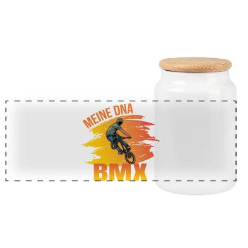 Meine DNA - BMX - Panorama Keksdose mit Holzdeckel - Weiß - Vorne