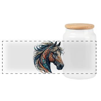 Cheval - Boîte à biscuits avec couvercle en bois - blanc - Devant