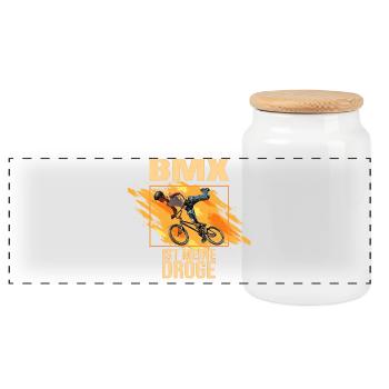 BMX ist meine Droge - Panorama Keksdose mit Holzdeckel - Weiß - Vorne