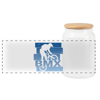 BMX - Panorama Keksdose mit Holzdeckel - Weiß - Vorne