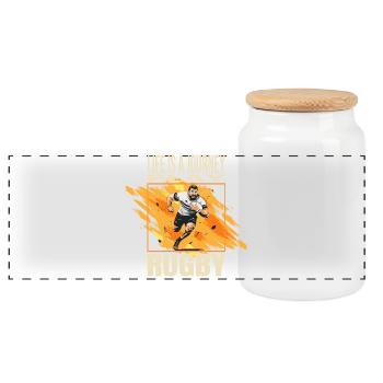 Life is a journey - Play Rugby - Panorama Keksdose mit Holzdeckel - Weiß - Vorne
