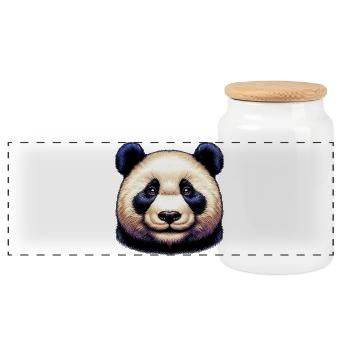 Panda - Panorama Keksdose mit Holzdeckel - Weiß - Vorne