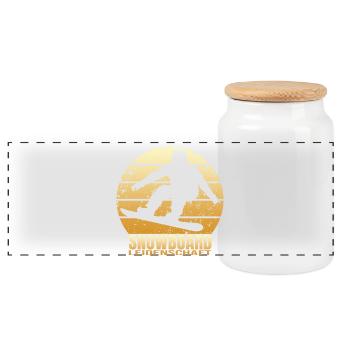Snowboard Leidenschaft - Panorama Keksdose mit Holzdeckel - Weiß - Vorne