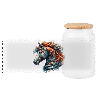 Cheval - Boîte à biscuits avec couvercle en bois - blanc - Devant