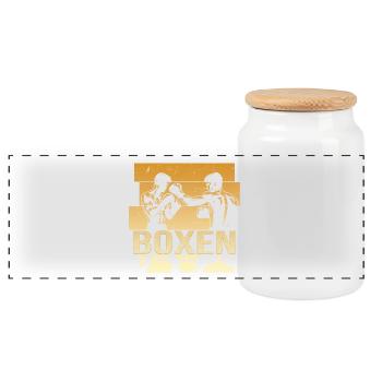 Boxen - Panorama Keksdose mit Holzdeckel - Weiß - Vorne