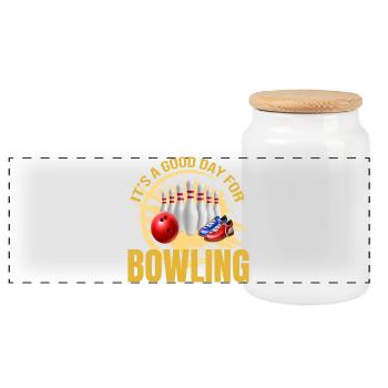 It s a good day for Bowling - Panorama Keksdose mit Holzdeckel - Weiß - Vorne