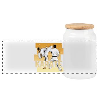 Karate - Panorama Keksdose mit Holzdeckel - Weiß - Vorne