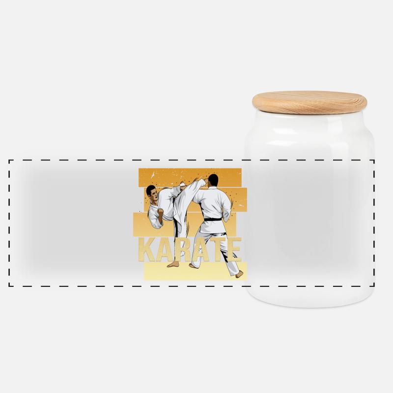 Karate - Panorama Keksdose mit Holzdeckel - Weiß