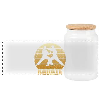 Karate Leidenschaft - Panorama Keksdose mit Holzdeckel - Weiß - Vorne