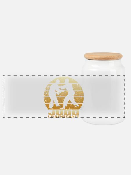 Judo Leidenschaft - Panorama Keksdose mit Holzdeckel - Weiß