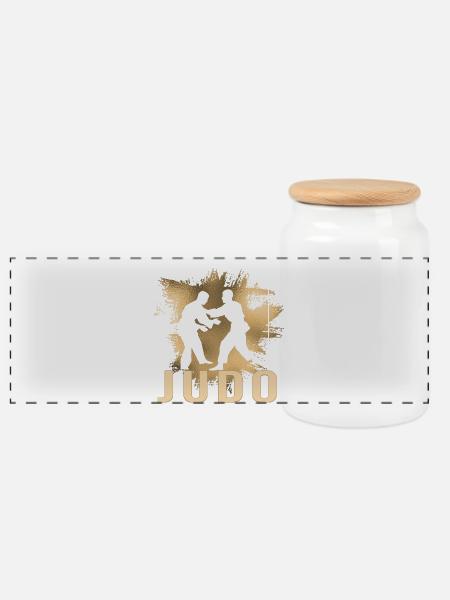 Judo - Panorama Keksdose mit Holzdeckel - Weiß