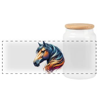 Cheval - Boîte à biscuits avec couvercle en bois - blanc - Devant