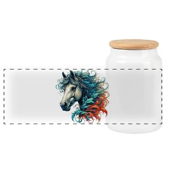 Cheval - Boîte à biscuits avec couvercle en bois - blanc - Devant