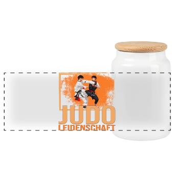 Judo Leidenschaft - Panorama Keksdose mit Holzdeckel - Weiß - Vorne