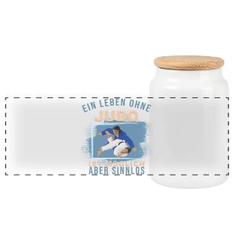 Ein Leben ohne Judo ist möglich, aber Sinnlos - Panorama Keksdose mit Holzdeckel - Weiß - Vorne