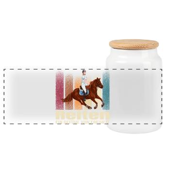 Reiten ein Gefühl von Freiheit - Reiten - Panorama Keksdose mit Holzdeckel - Weiß - Vorne