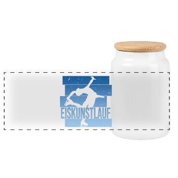 Eiskunstlauf - Panorama Keksdose mit Holzdeckel - Weiß - Vorne