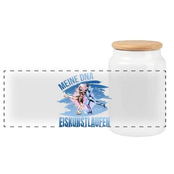 Meine DNA - Eiskunstlaufen - Panorama Keksdose mit Holzdeckel - Weiß - Vorne