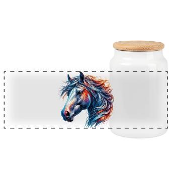 Cheval - Boîte à biscuits avec couvercle en bois - blanc - Devant