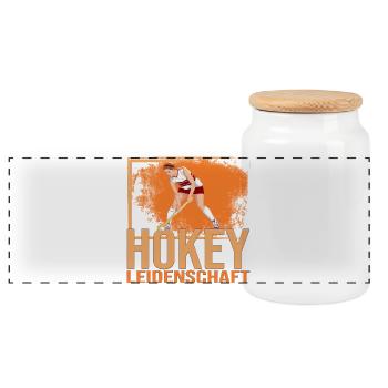 Hockey Leidenschaft - Panorama Keksdose mit Holzdeckel - Weiß - Vorne