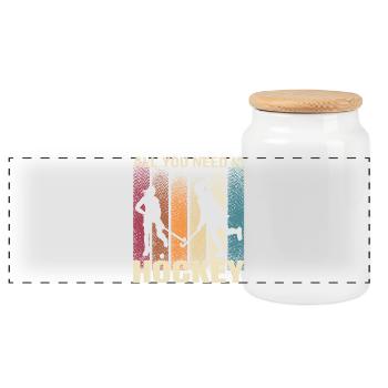 All you Need is Hockey - Panorama Keksdose mit Holzdeckel - Weiß - Vorne