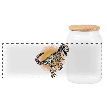 Squelette de dinosaure radieux Tyrannosaurus Rex - Boîte à biscuits avec couvercle en bois - blanc - Devant