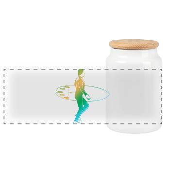 Surfing Vintage Look - Panoramic Cookie Jar with Wooden Lid - white - Front