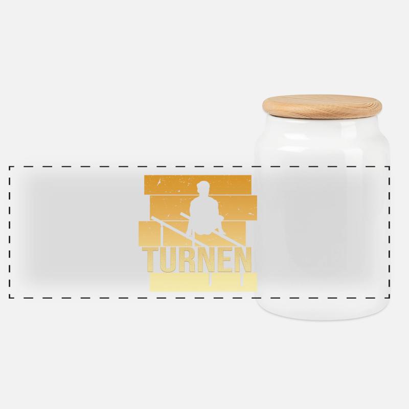 Turnen - Panorama Keksdose mit Holzdeckel - Weiß