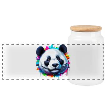 Panda - Panorama Keksdose mit Holzdeckel - Weiß - Vorne
