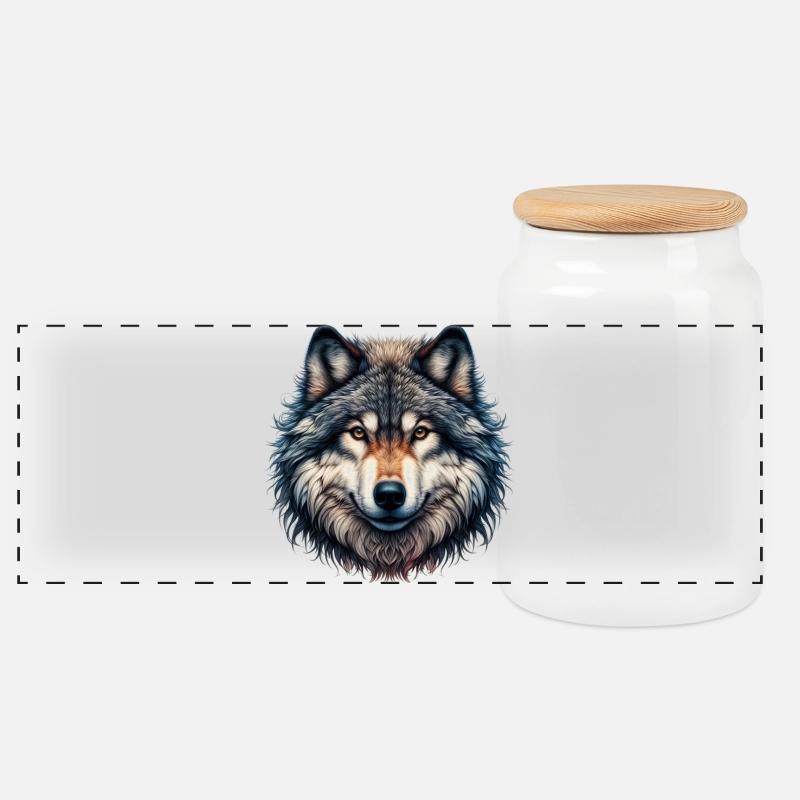 Wolf - Panorama Keksdose mit Holzdeckel - Weiß