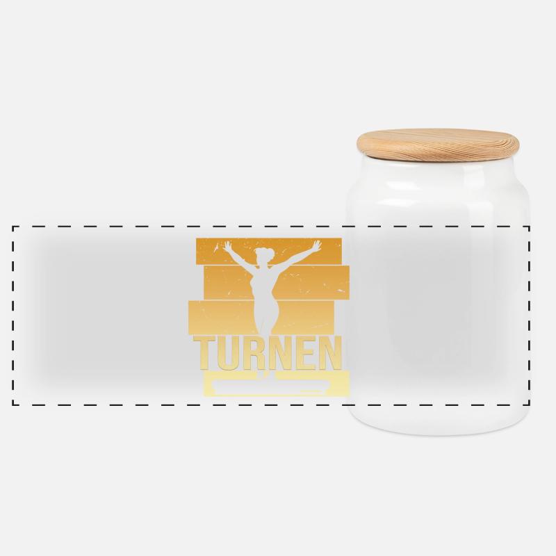 Turnen - Panorama Keksdose mit Holzdeckel - Weiß