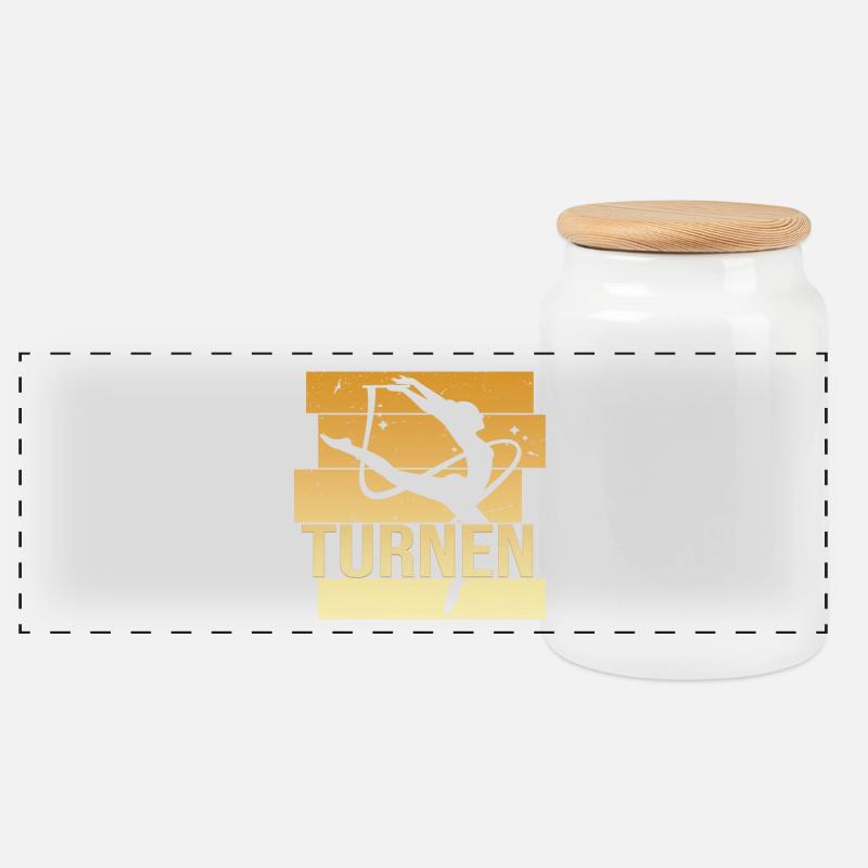 Turnen - Panorama Keksdose mit Holzdeckel - Weiß