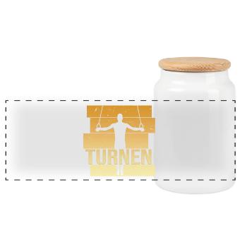 Turnen - Panorama Keksdose mit Holzdeckel - Weiß - Vorne