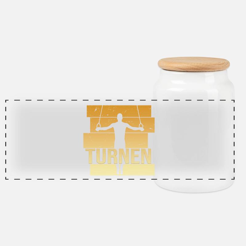 Turnen - Panorama Keksdose mit Holzdeckel - Weiß