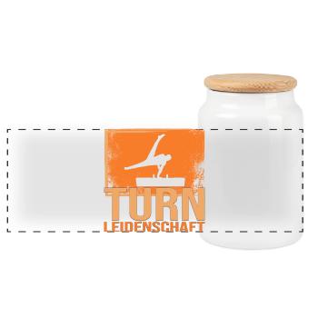 Turn Leidenschaft - Panorama Keksdose mit Holzdeckel - Weiß - Vorne