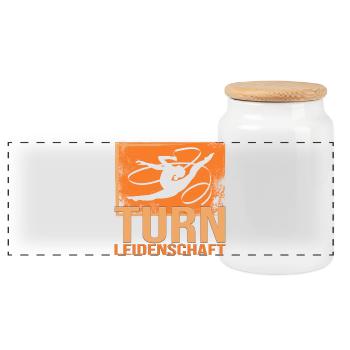 Turn Leidenschaft - Panorama Keksdose mit Holzdeckel - Weiß - Vorne