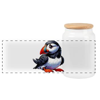 Macareux - Boîte à biscuits avec couvercle en bois - blanc - Devant