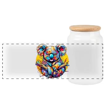Koala - Panoramic Cookie Jar with Wooden Lid - white - Front