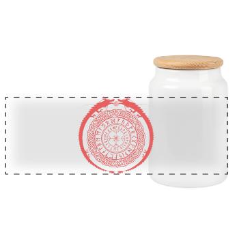 Viking runes circle icon on clothing - Panoramic Cookie Jar with Wooden Lid - white - Front