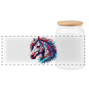 Cheval - Boîte à biscuits avec couvercle en bois - blanc - Devant