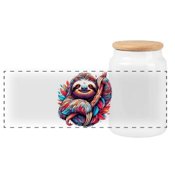 Sloth - Panoramic Cookie Jar with Wooden Lid - white - Front